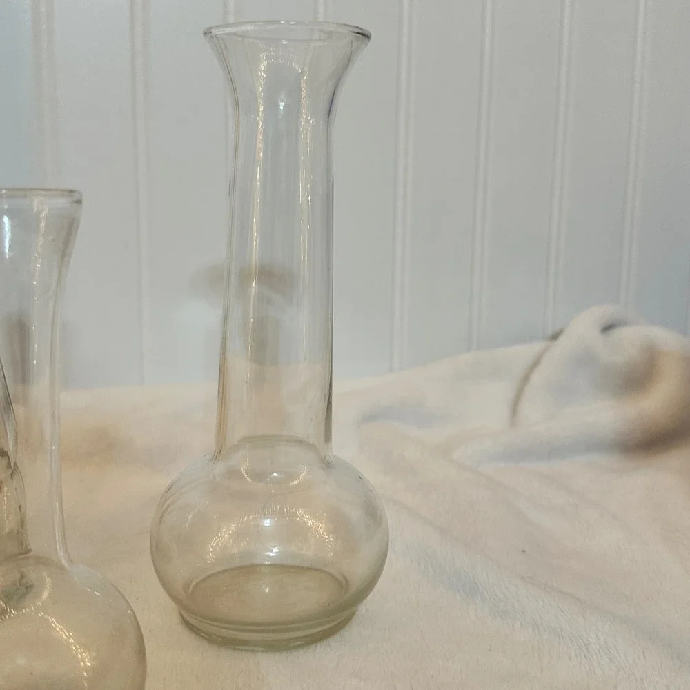 Unbranded‎ Bud Vase Set Home Decor Clear Good Vintage Glass Assorted Shapes MCM